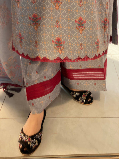 GONDAL Printed Slub Cambric 3 Piece Dress – LF-GD-037