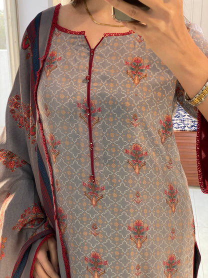 GONDAL Printed Slub Cambric 3 Piece Dress – LF-GD-037