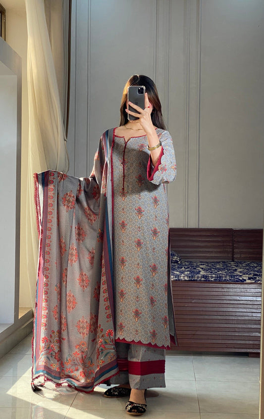 GONDAL Printed Slub Cambric 3 Piece Dress – LF-GD-037