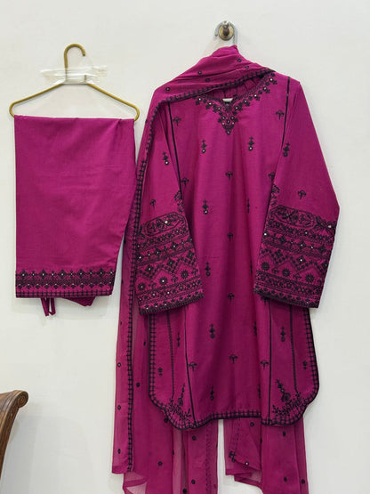 KINZA Pure Lawn Embroidered 3 Piece Dress – LF-KZ-029