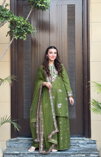 KIRAN Pure Lawn Embroidered 3 Piece Dress – LF-KR-009