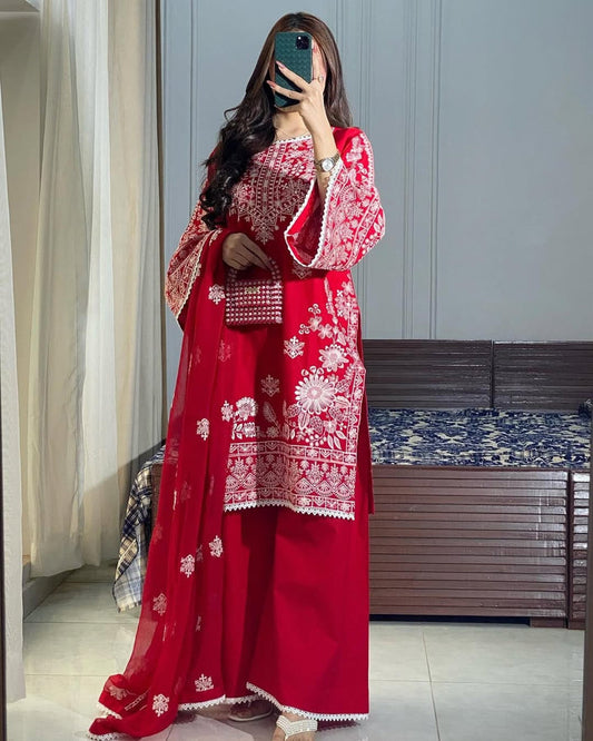 LAMIA Pure Lawn Embroidered 3 Piece Dress – LF-LM-033