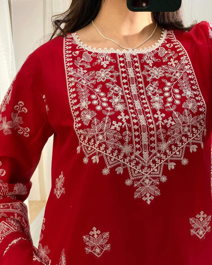 LAMIA Pure Lawn Embroidered 3 Piece Dress – LF-LM-033