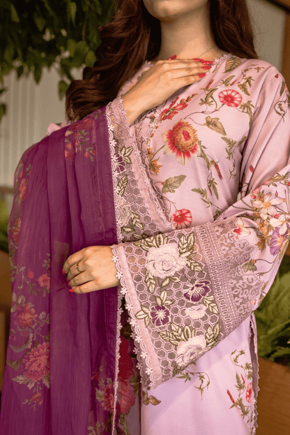 Rubab Pure Lawn Embroidered 3 Piece Dress – LF-RB-005