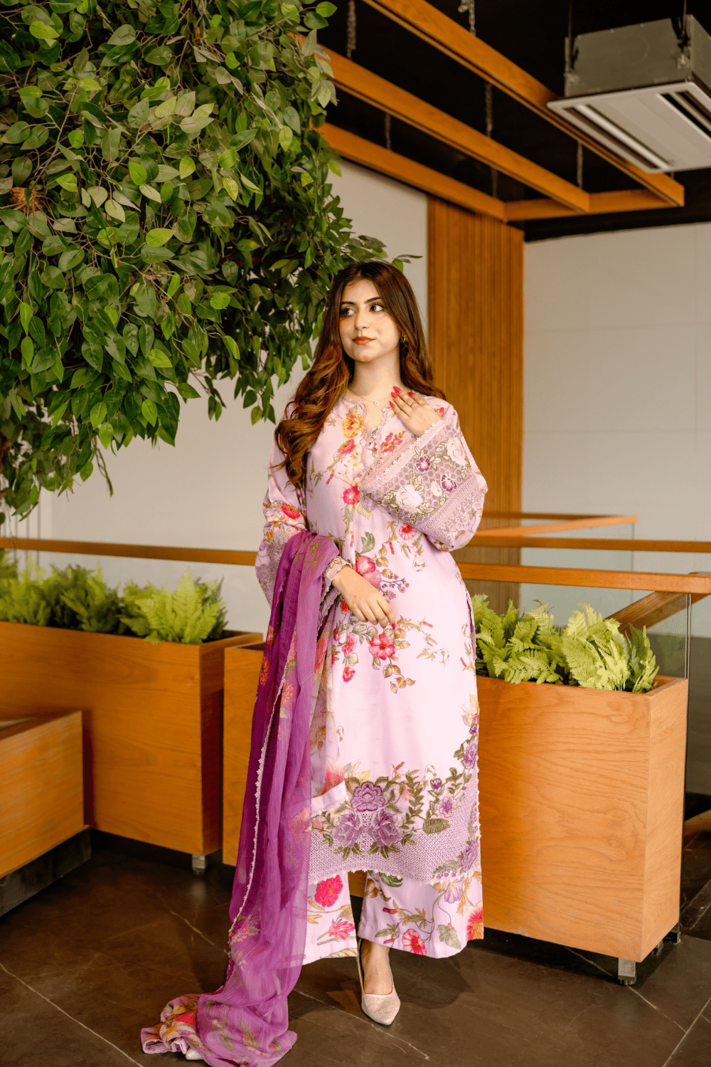Rubab Pure Lawn Embroidered 3 Piece Dress – LF-RB-005