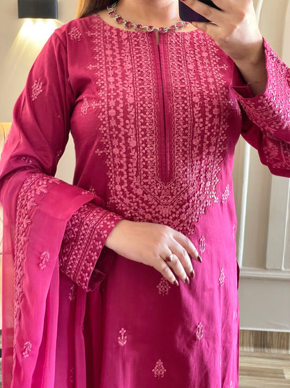 SAIMA Pure Lawn Embroidered 3 Piece Dress – LF-SM-023