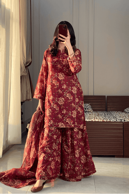 SEEMA Pure Lawn Embroidered 3 Piece Dress – LF-SM-027
