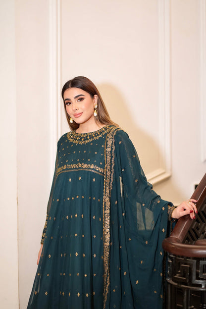 SURKHAAB Luxury Chiffon Frock 3 Piece Set – LF-SK-017