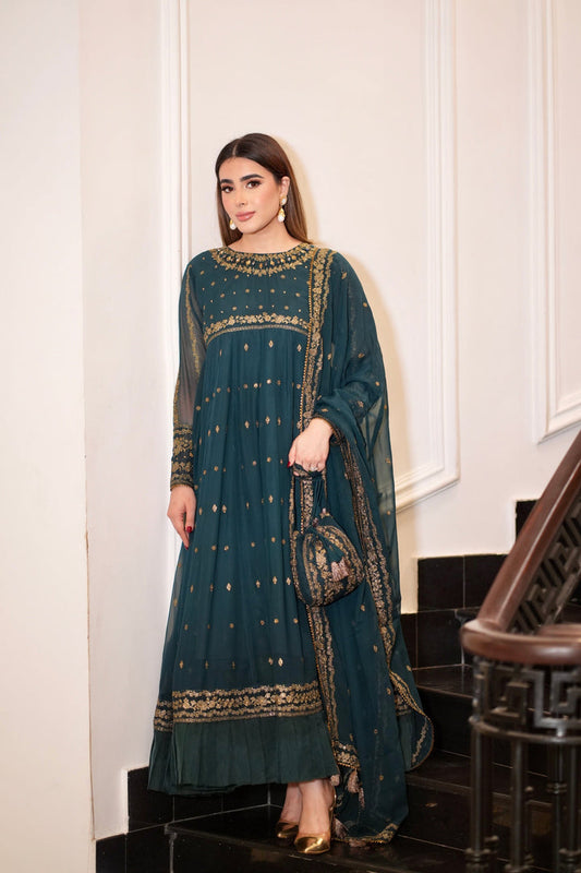 SURKHAAB Luxury Chiffon Frock 3 Piece Set – LF-SK-017