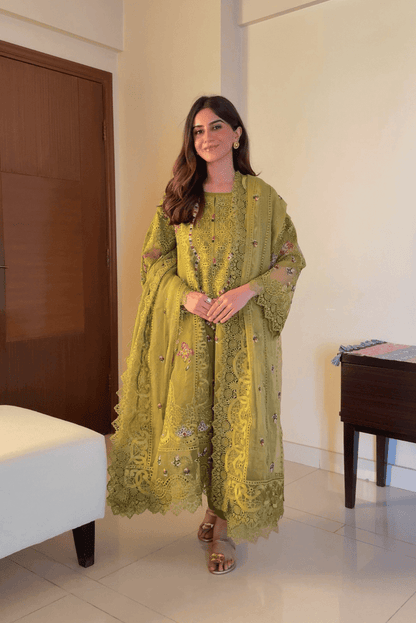 HASEEN Pure Lawn Embroidered 3 Piece Dress – LF-HS-013