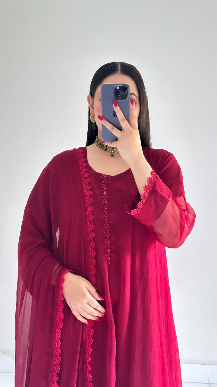 MISHA Chiffon Embroidered 3 Piece Dress – LF-MS-021