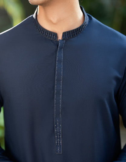 Blended Navy Blue Shalwar Kameez - SK001