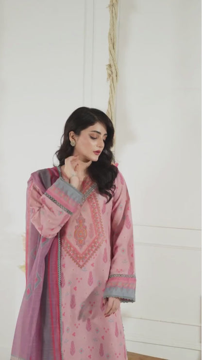Noor Jahan Pure Lawn Embroidered 3 Piece Dress – LF-NJ-001