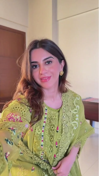 HASEEN Pure Lawn Embroidered 3 Piece Dress – LF-HS-013