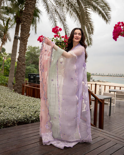 Pure Luxury Lilac Lawn Embroidered Eid Outfit - LL442